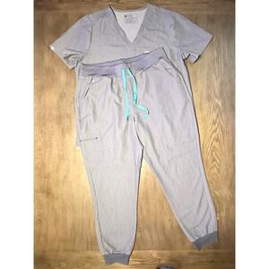 FIGS Technical Collection Gray Scrub Set Casma Top Zamora Jogger Pants XXL EUC